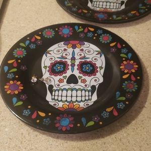 Flower skull set of 2 plates
